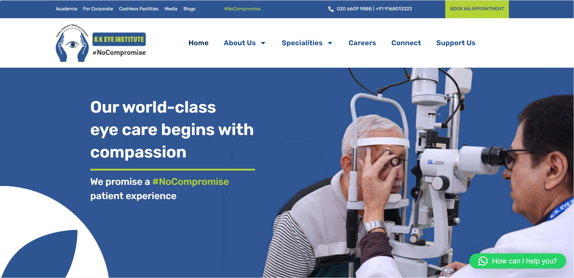 KK Eye Institute website screenshot